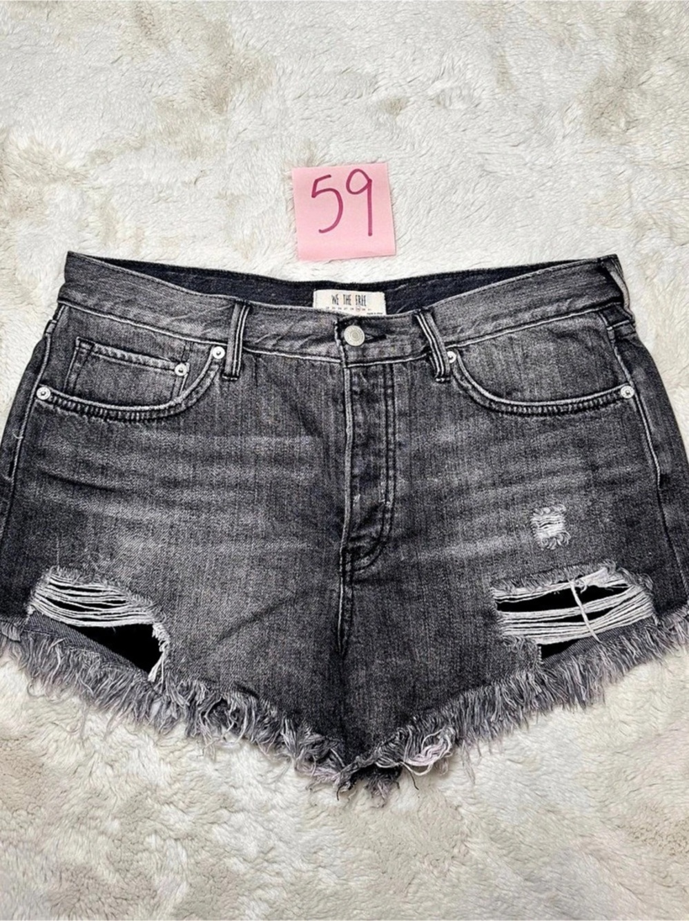 Free People We The Free Now or Never Denim Shorts Gray Waist 29